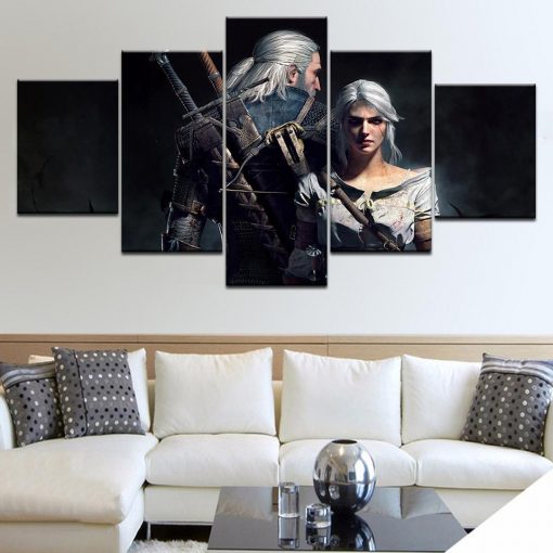 22883-NF The Witcher 3 Geralt And Ciri Poster Gaming - 5 Panel Canvas Art Wall Decor