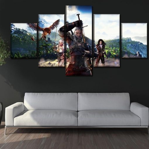 22433-NF The Witcher 3 Poster 2 Gaming - 5 Panel Canvas Art Wall Decor