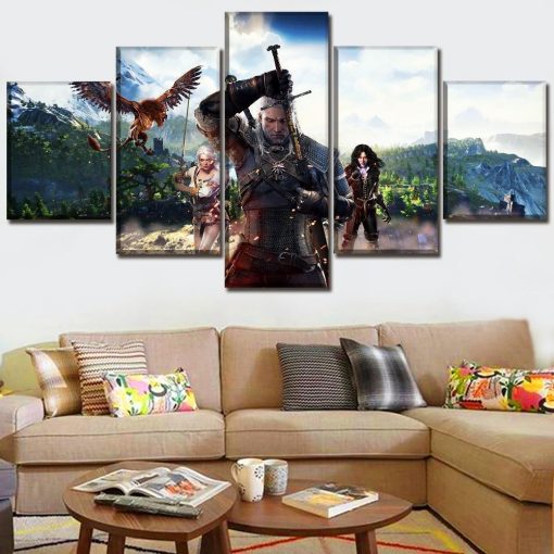 22433-NF The Witcher 3 Poster 2 Gaming - 5 Panel Canvas Art Wall Decor