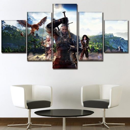 22433-NF The Witcher 3 Poster 2 Gaming - 5 Panel Canvas Art Wall Decor