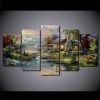 22565-NF Thomas Kinkade Fairy Fantasy Castle Landscape 1 Nature - 5 Panel Canvas Art Wall Decor