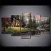 23259-NF Thomas Kinkade Fairy Fantasy Castle Landscape 2 Nature - 5 Panel Canvas Art Wall Decor