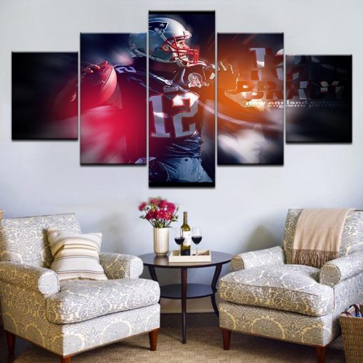 23255-NF Tom Brady Sport Poster Sport - 5 Panel Canvas Art Wall Decor