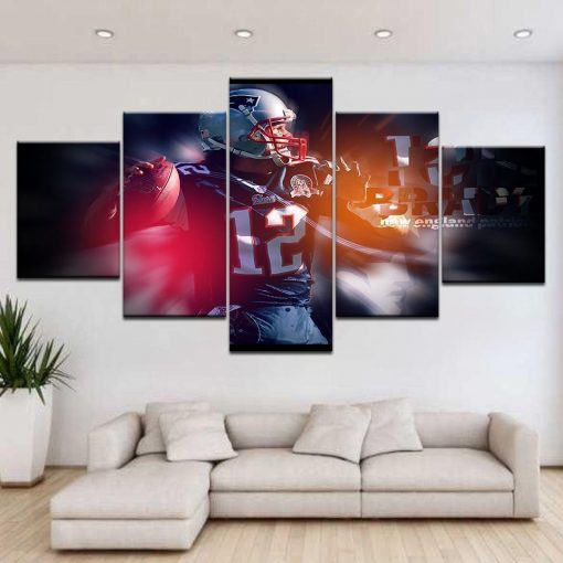 23255-NF Tom Brady Sport Poster Sport - 5 Panel Canvas Art Wall Decor