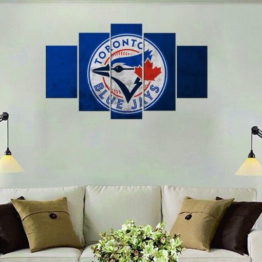 23254-NF Toronto Blue Jays Logo Baseball - 5 Panel Canvas Art Wall Decor