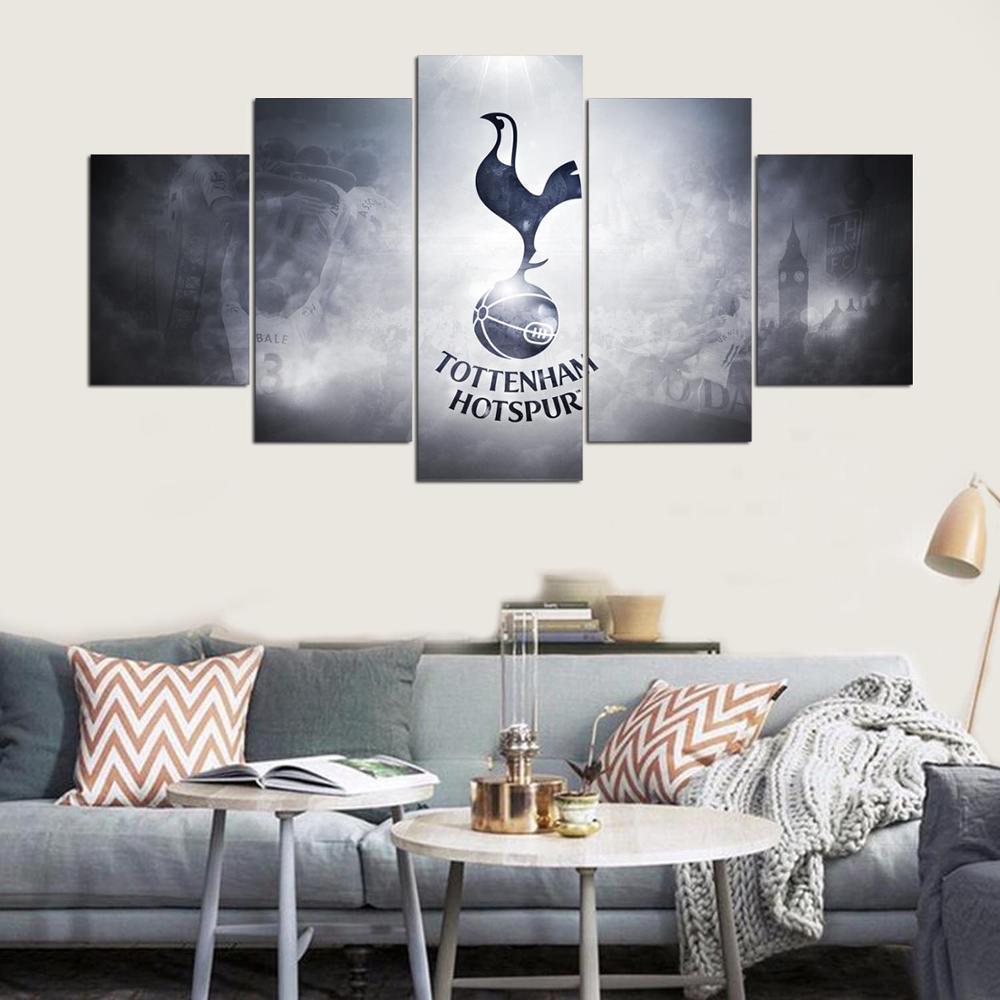 Tottenham Hotspur Logo Soccer 5 Panel Canvas Art Wall Decor Canvas Storm