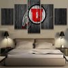 22432-NF Utah Utes Football College Sport - 5 Panel Canvas Art Wall Decor