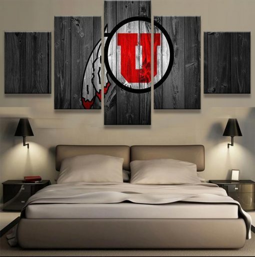 22432-NF Utah Utes Football College Sport - 5 Panel Canvas Art Wall Decor