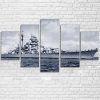 22669-NF War Military Battleship Boat Army - 5 Panel Canvas Art Wall Decor