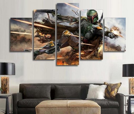 23238-NF Warrior Boba Fett Star Wars Movie - 5 Panel Canvas Art Wall Decor