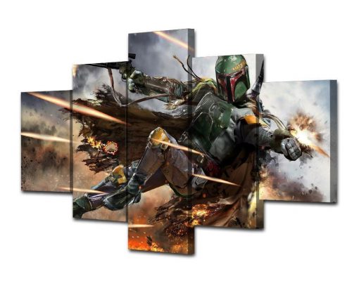 23238-NF Warrior Boba Fett Star Wars Movie - 5 Panel Canvas Art Wall Decor