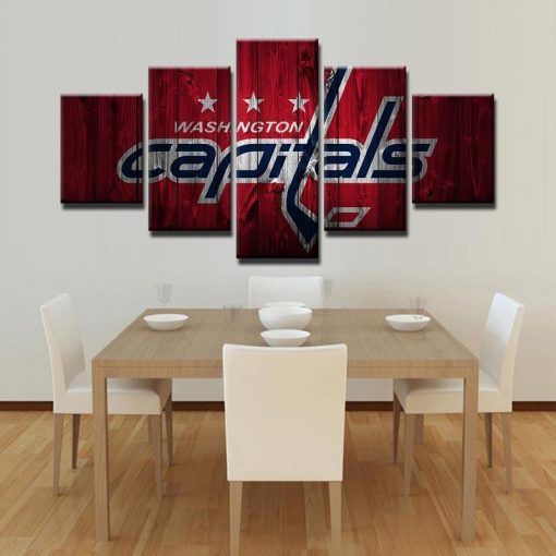 22332-NF Washington Capitals Logo 2 Ice Hockey - 5 Panel Canvas Art Wall Decor