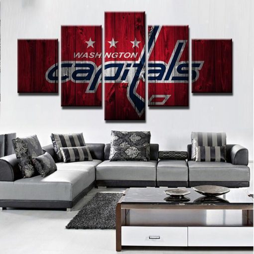 22332-NF Washington Capitals Logo 2 Ice Hockey - 5 Panel Canvas Art Wall Decor