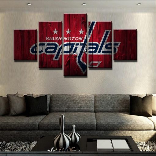 22332-NF Washington Capitals Logo 2 Ice Hockey - 5 Panel Canvas Art Wall Decor