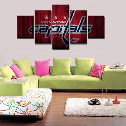 22332-NF Washington Capitals Logo 2 Ice Hockey - 5 Panel Canvas Art Wall Decor