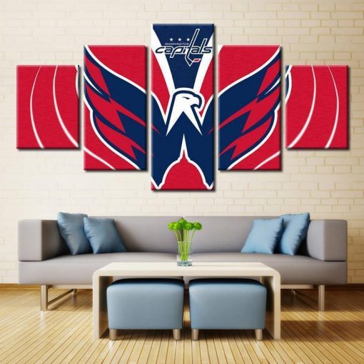 23237-NF Washington Capitals Symbol Ice Hockey - 5 Panel Canvas Art Wall Decor