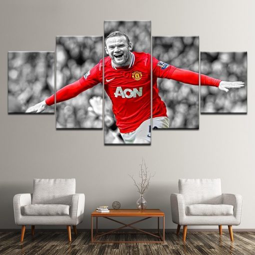 22869-NF Wayne Rooney Manchester United Soccer - 5 Panel Canvas Art Wall Decor