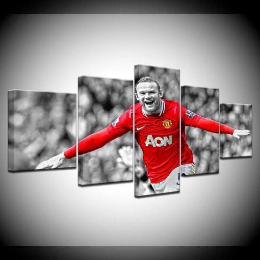 22869-NF Wayne Rooney Manchester United Soccer - 5 Panel Canvas Art Wall Decor