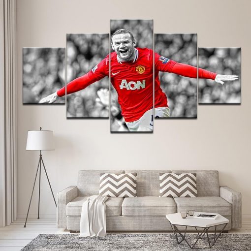 22869-NF Wayne Rooney Manchester United Soccer - 5 Panel Canvas Art Wall Decor