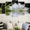 23233-NF White Lotus Flower Nature - 5 Panel Canvas Art Wall Decor