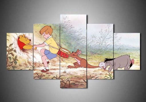 22387-NF Winnie The Pooh Cartoon - 5 Panel Canvas Art Wall Decor