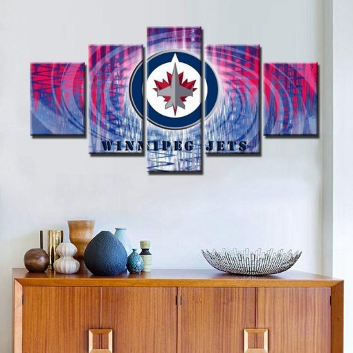 23231-NF Winnipeg Jets Logo Ice Hockey - 5 Panel Canvas Art Wall Decor