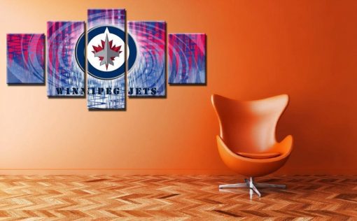 23231-NF Winnipeg Jets Logo Ice Hockey - 5 Panel Canvas Art Wall Decor