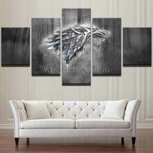22370-NF Winter Is Coming Game Of Thrones Movie - 5 Panel Canvas Art Wall Decor