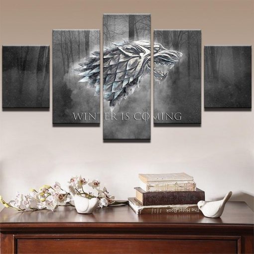 22370-NF Winter Is Coming Game Of Thrones Movie - 5 Panel Canvas Art Wall Decor