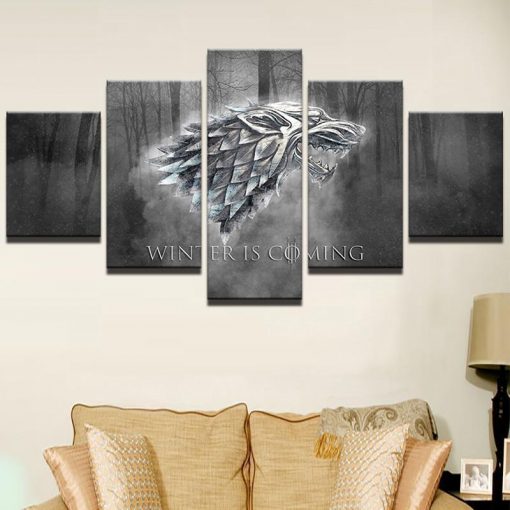 22370-NF Winter Is Coming Game Of Thrones Movie - 5 Panel Canvas Art Wall Decor