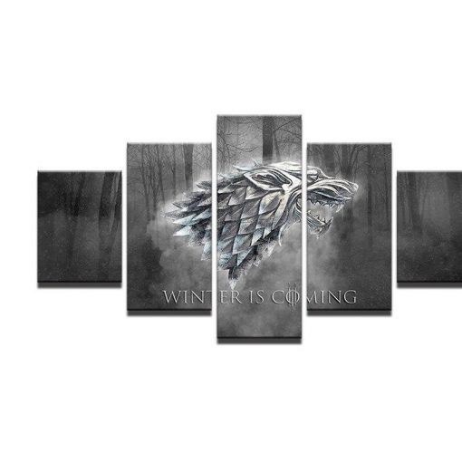 22370-NF Winter Is Coming Game Of Thrones Movie - 5 Panel Canvas Art Wall Decor