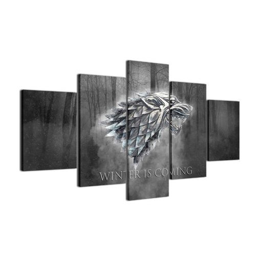 22370-NF Winter Is Coming Game Of Thrones Movie - 5 Panel Canvas Art Wall Decor