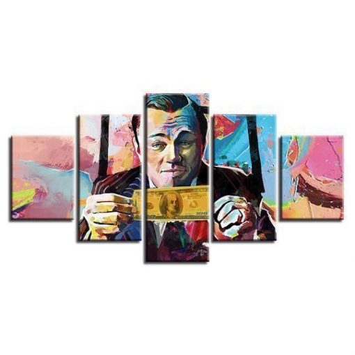 22386-NF Wolf Of Wall Street Movie - 5 Panel Canvas Art Wall Decor