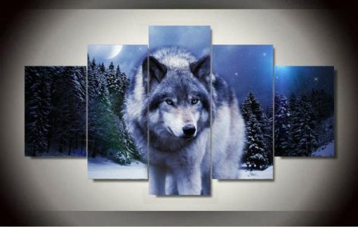 23228-NF Wolf Wolves Animal - 5 Panel Canvas Art Wall Decor