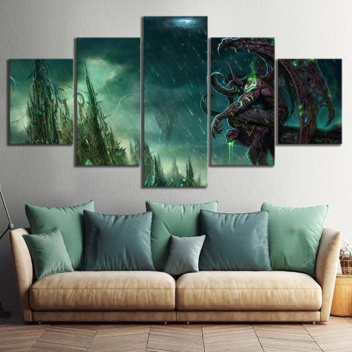 23225-NF World Of Warcraft Illidan Stormrage Poster 2 Gaming - 5 Panel Canvas Art Wall Decor