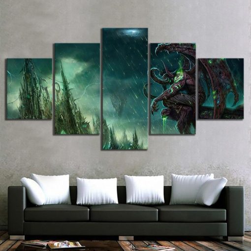 23225-NF World Of Warcraft Illidan Stormrage Poster 2 Gaming - 5 Panel Canvas Art Wall Decor