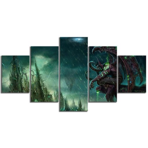 23225-NF World Of Warcraft Illidan Stormrage Poster 2 Gaming - 5 Panel Canvas Art Wall Decor