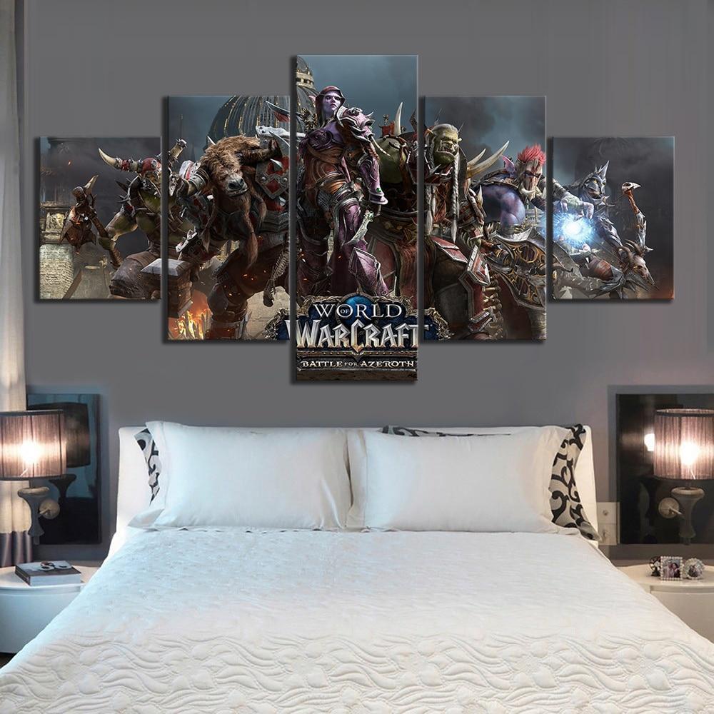 World of Warcraft Poster 3 World of Warcraft Gaming 5 Panel Canvas