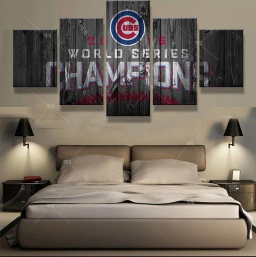 22241-NF World Series Champions Chicago Cubs Baseball - 5 Panel Canvas Art Wall Decor