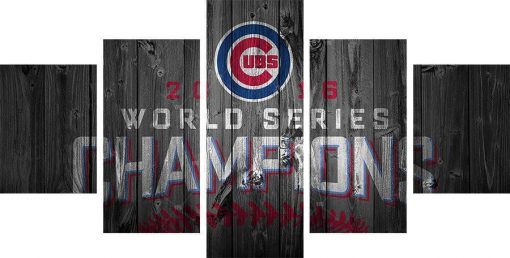 22241-NF World Series Champions Chicago Cubs Baseball - 5 Panel Canvas Art Wall Decor