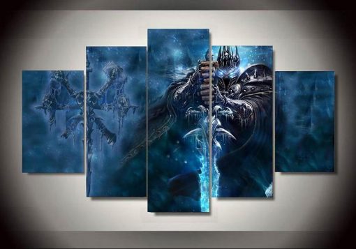 23223-NF Wrath of The Lich King World of Warcraft Gaming - 5 Panel Canvas Art Wall Decor
