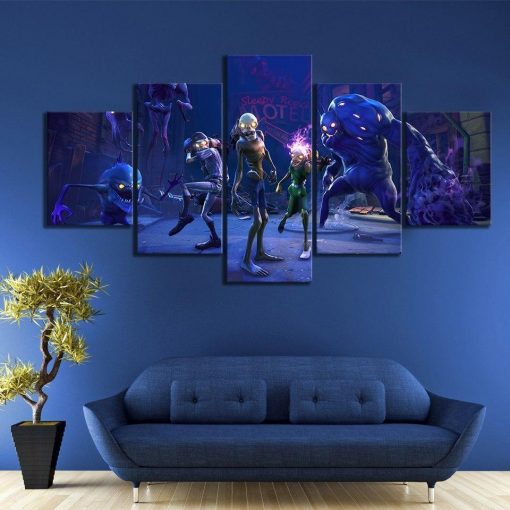 23222-NF Zombies Pictures Shooting Fortnite Gaming - 5 Panel Canvas Art Wall Decor